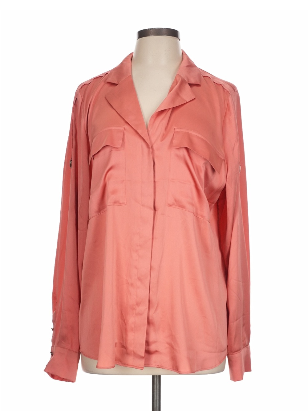 White House Black Market Coral Button-Front Blouse